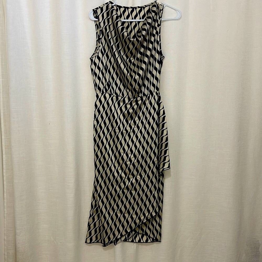 Navy and Cream Silk SHEIN Dress